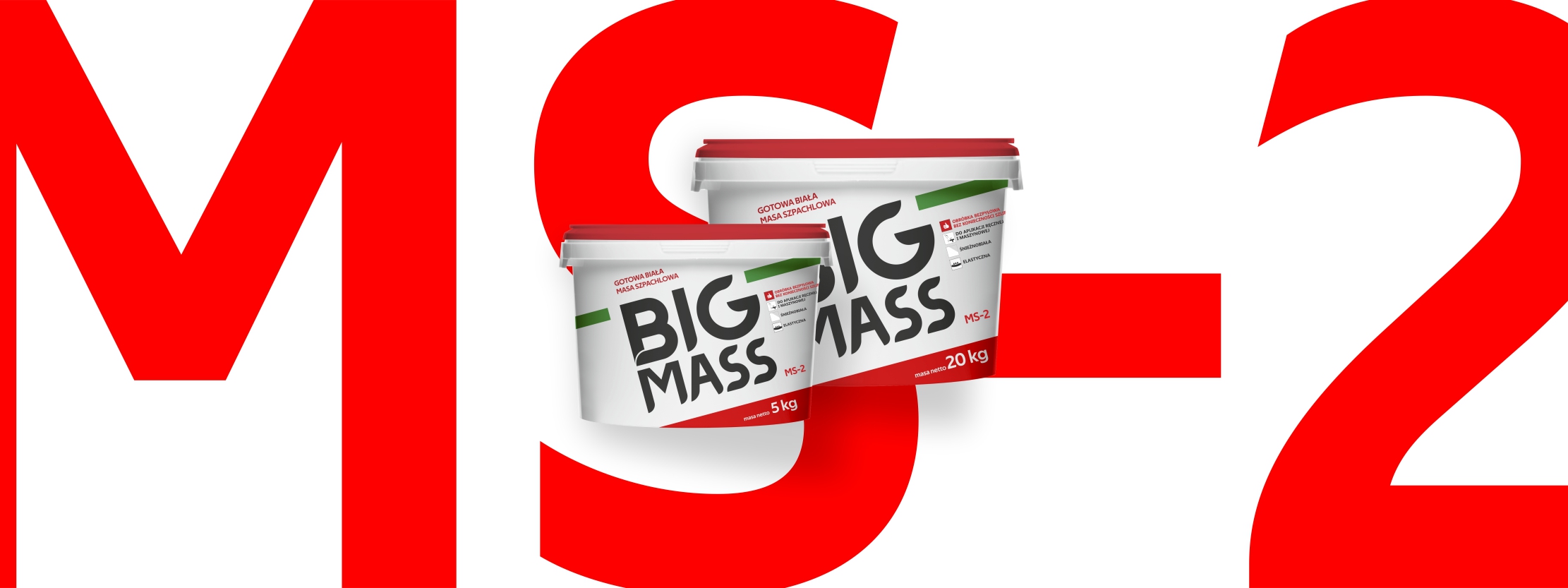 BIG MASS™ MS-2 gotowa biała masa szpachlowa dostępna w wiaderku